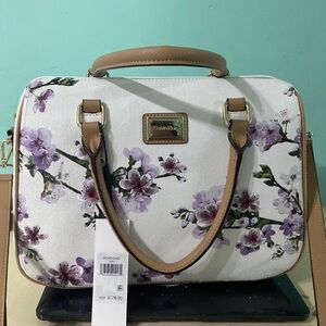 Calvin Klein Floral Cream and Pink Purple Shoulder Bag